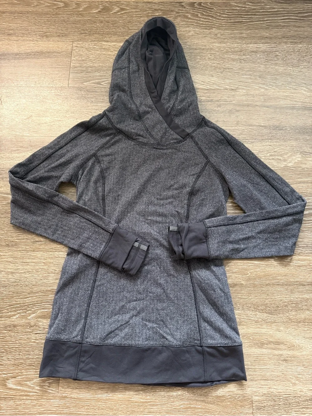 Lululemon Think Fast Hoodie Heathered Herringbone Heathered Black Black / Black